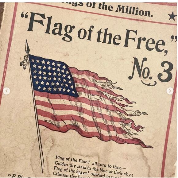 Antique 1907 Shabby Well-Loved American Flag Soft Cover Songbook Religious Hymns - Picture 2 of 9